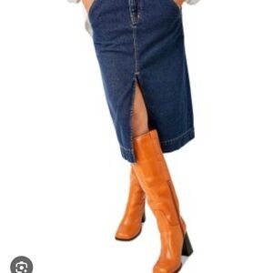 Free People Wild Roses Denim Skirt